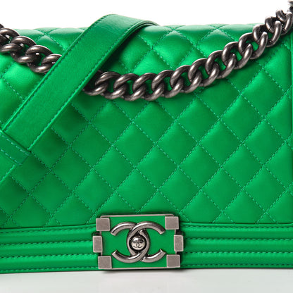 Chanel Metallic Calfskin Quilted Medium Boy Flap Green 12 of 12