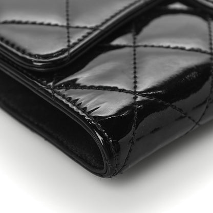 Chanel Patent Quilted Large Flap Wallet Black 13 of 16