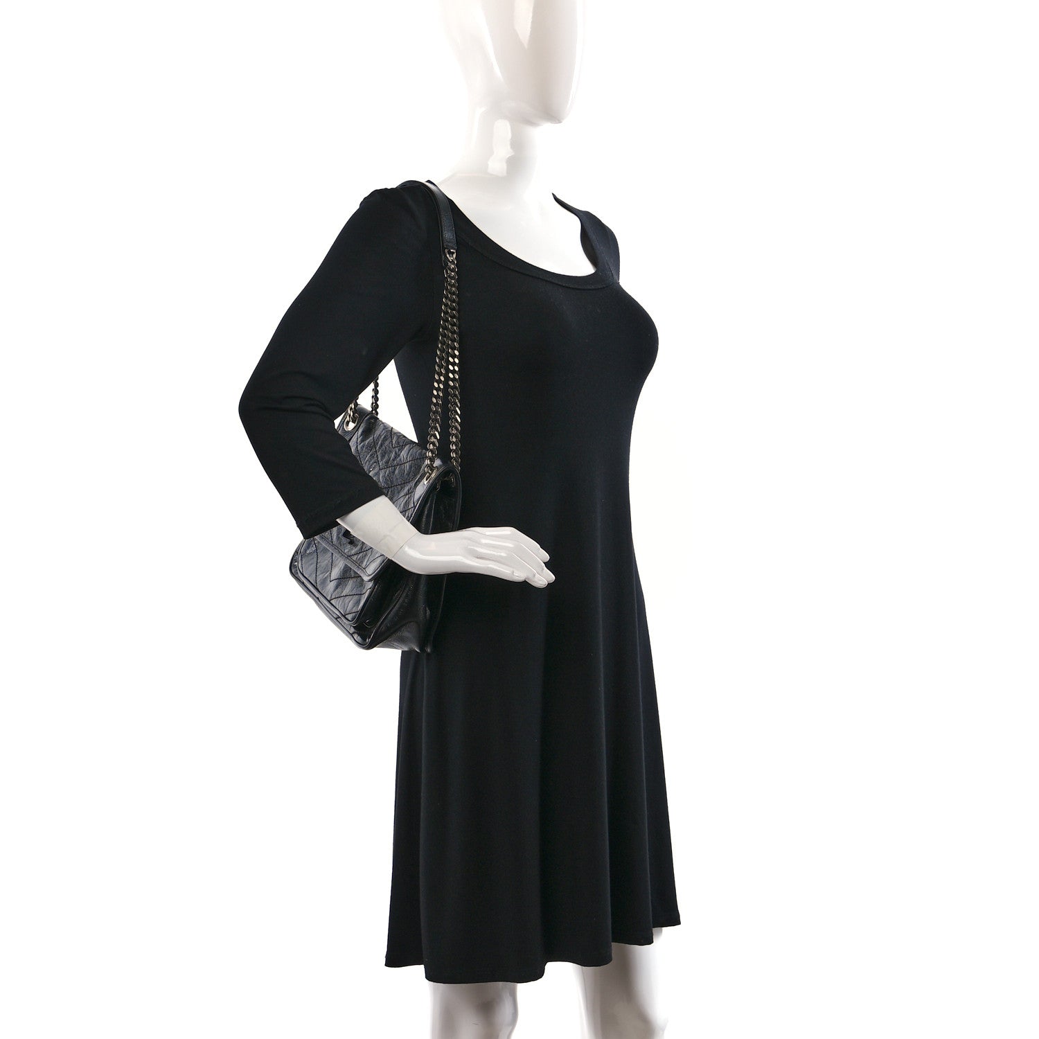 Saint Laurent Crinkled Calfskin Matelasse Monogram Medium Niki Chain Satchel Black 2 of 12