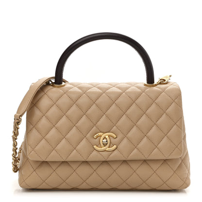 Chanel Caviar Lizard Quilted Small Coco Handle Flap Beige 1 of 13