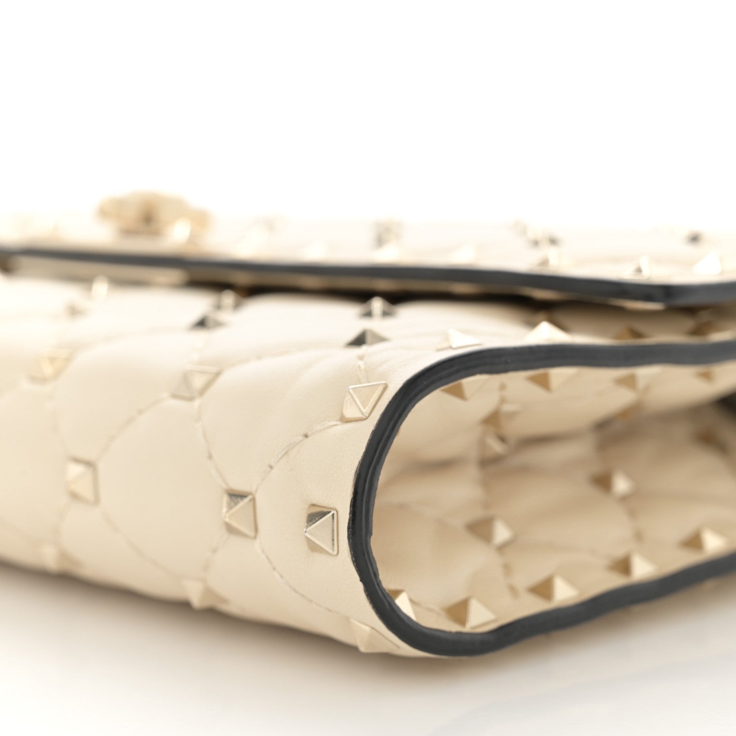 Valentino Garavani Nappa Rockstud Spike Wallet on Chain Light Ivory 9 of 12