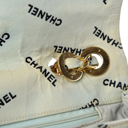 Chanel Canvas Quilted XL Jumbo Single Flap Green 18 of 21