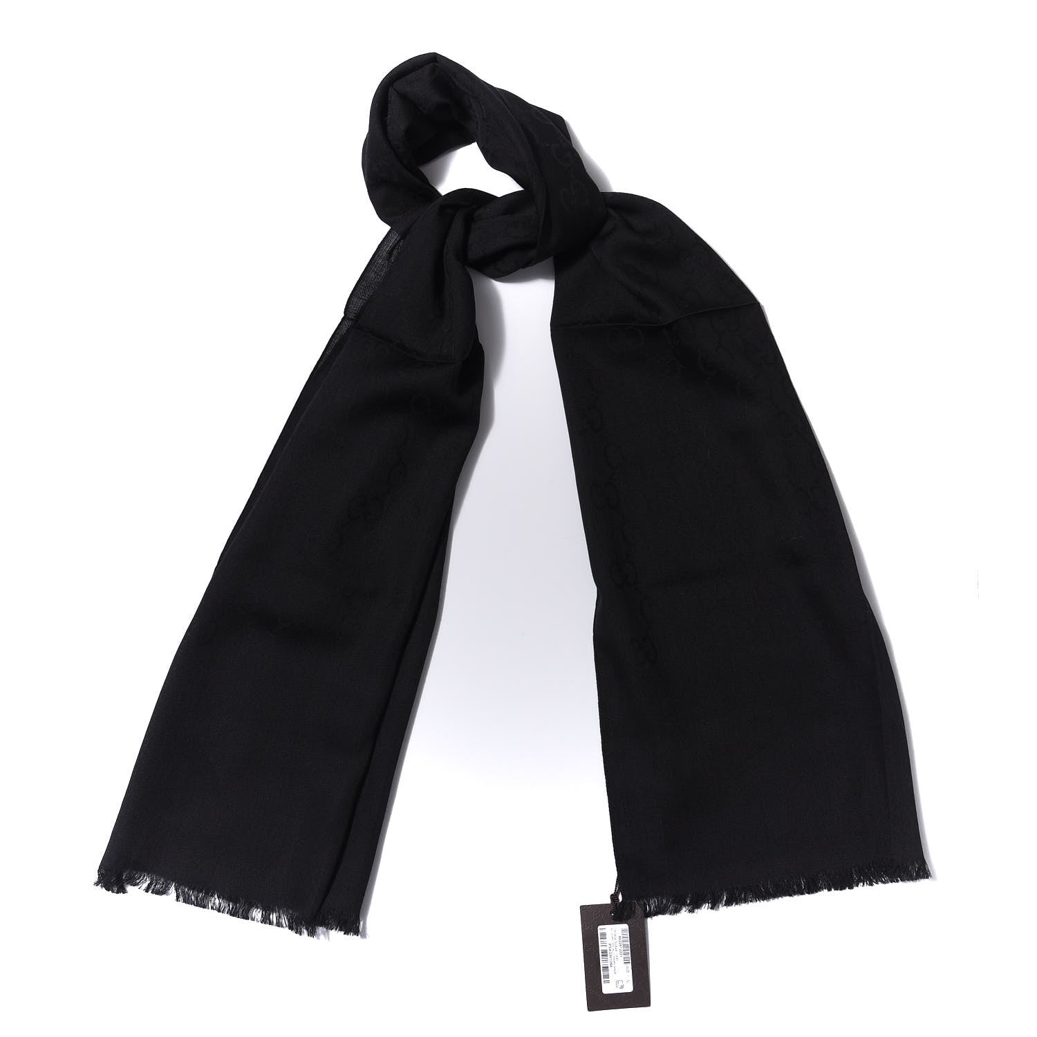 Gucci Wool Silk GG Monogram GGNat Scarf Black 1 of 4
