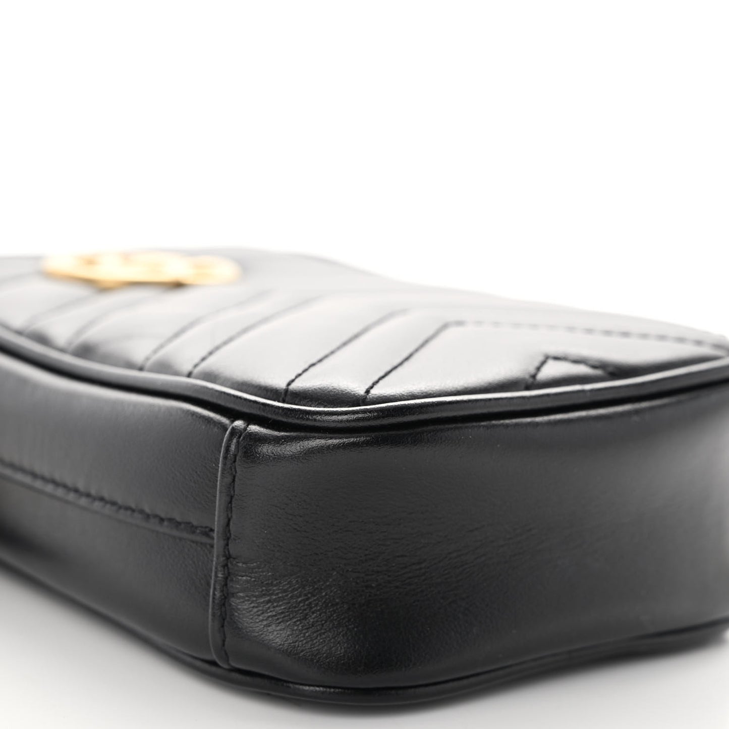 Calfskin Matelasse Mini GG Marmont Crossbody Bag Black