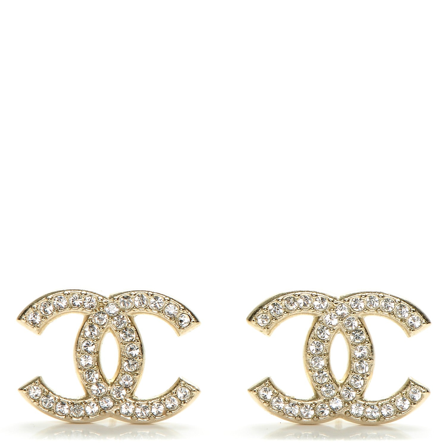 Chanel Crystal CC Earrings Gold 1 of 4