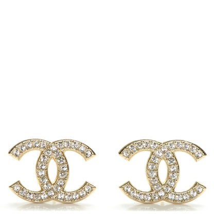 Chanel Crystal CC Earrings Gold 1 of 4