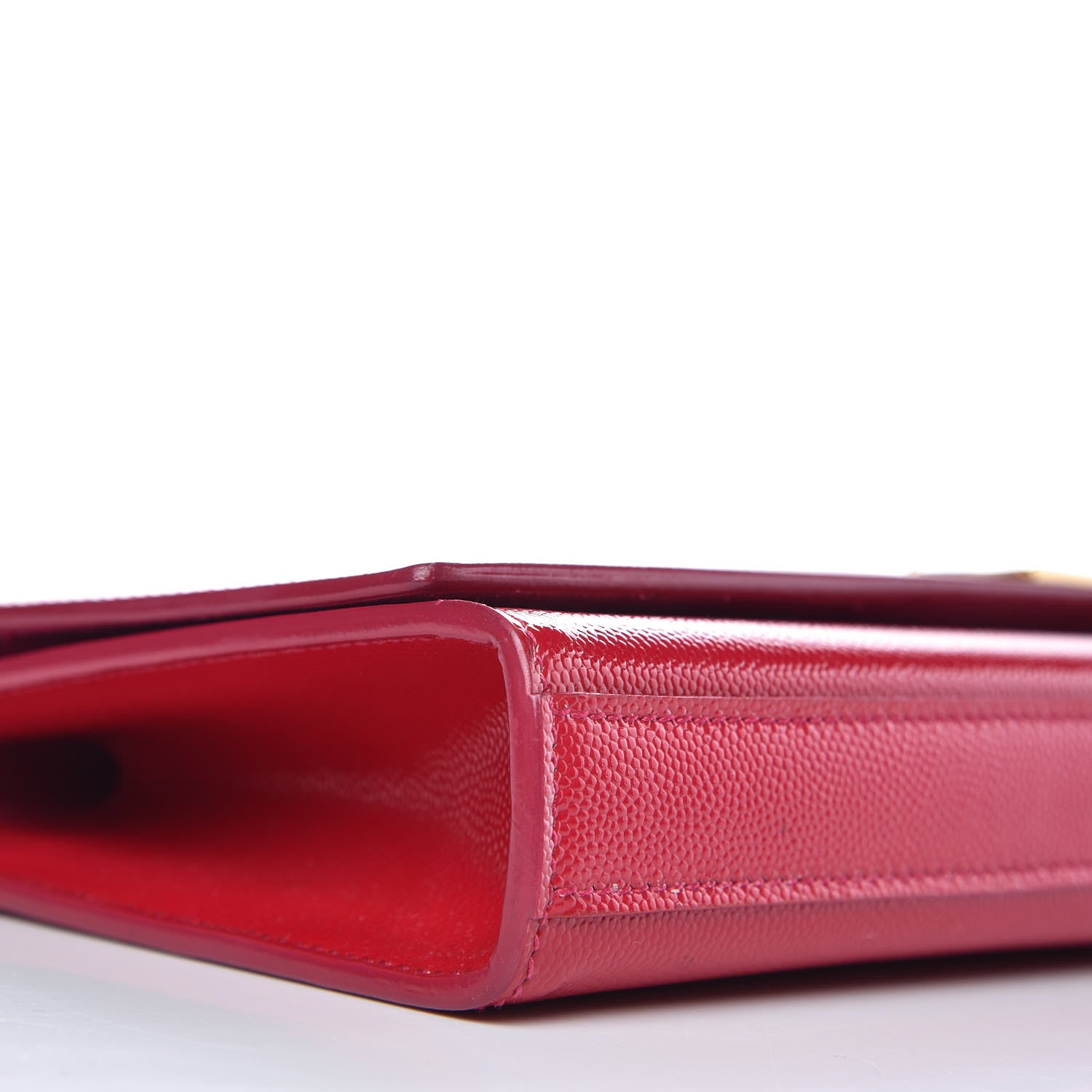 Saint Laurent Patent Grain De Poudre Classic Monogram Cassandre Clutch Fuchsia 8 of 11