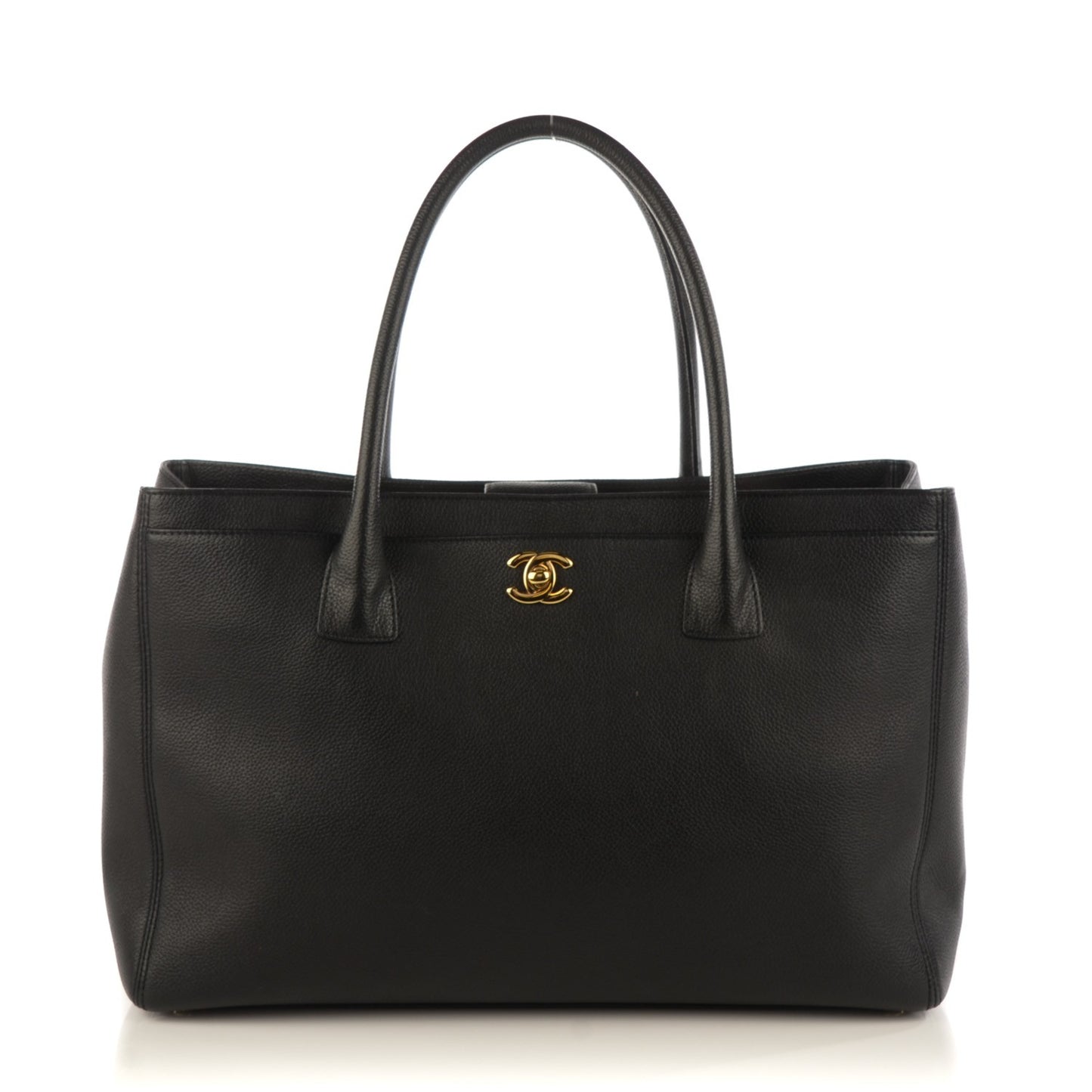 Calfskin Cerf Executive Shopper Tote Black