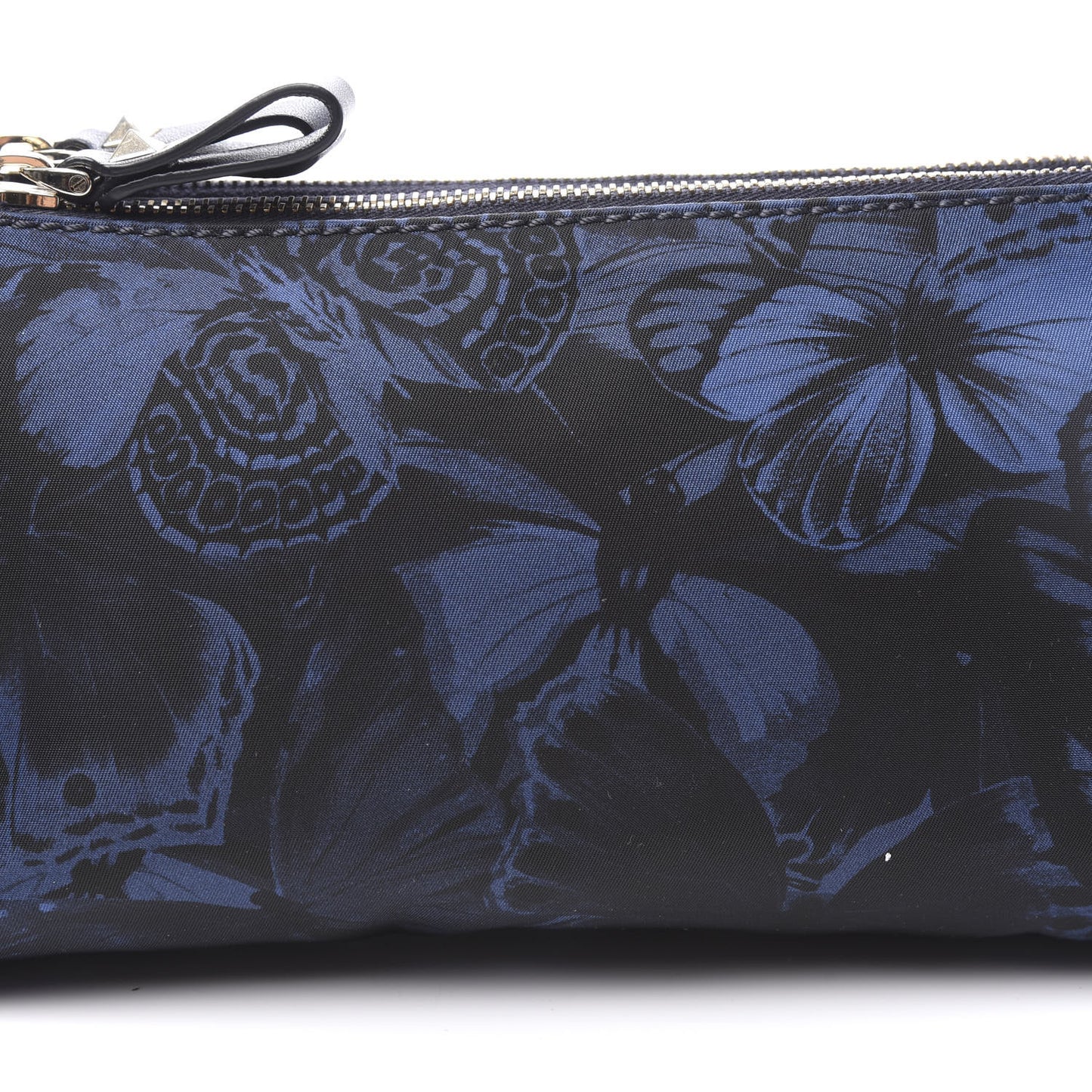 Nylon Camubutterfly Rockstud Double Zip Pouch Marine