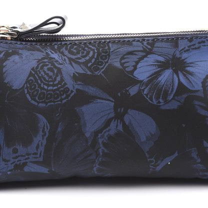 Valentino Garavani Nylon Camubutterfly Rockstud Double Zip Pouch Marine 7 of 9