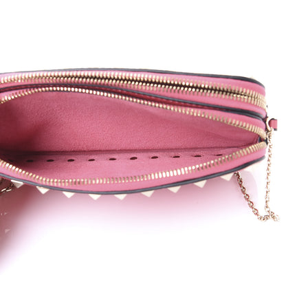 Valentino Garavani Pebbled Calfskin Rockstud Chain Pouch Shoulder Bag Shadow Pink 6 of 10