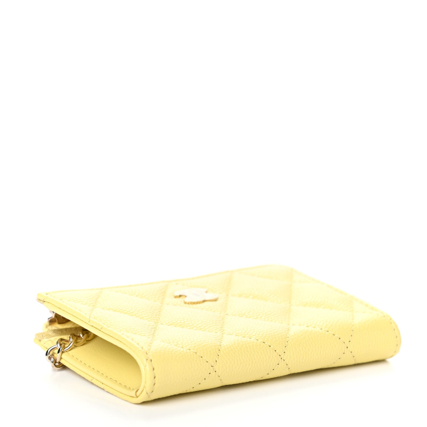 Caviar Quilted Key Holder Case Yellow