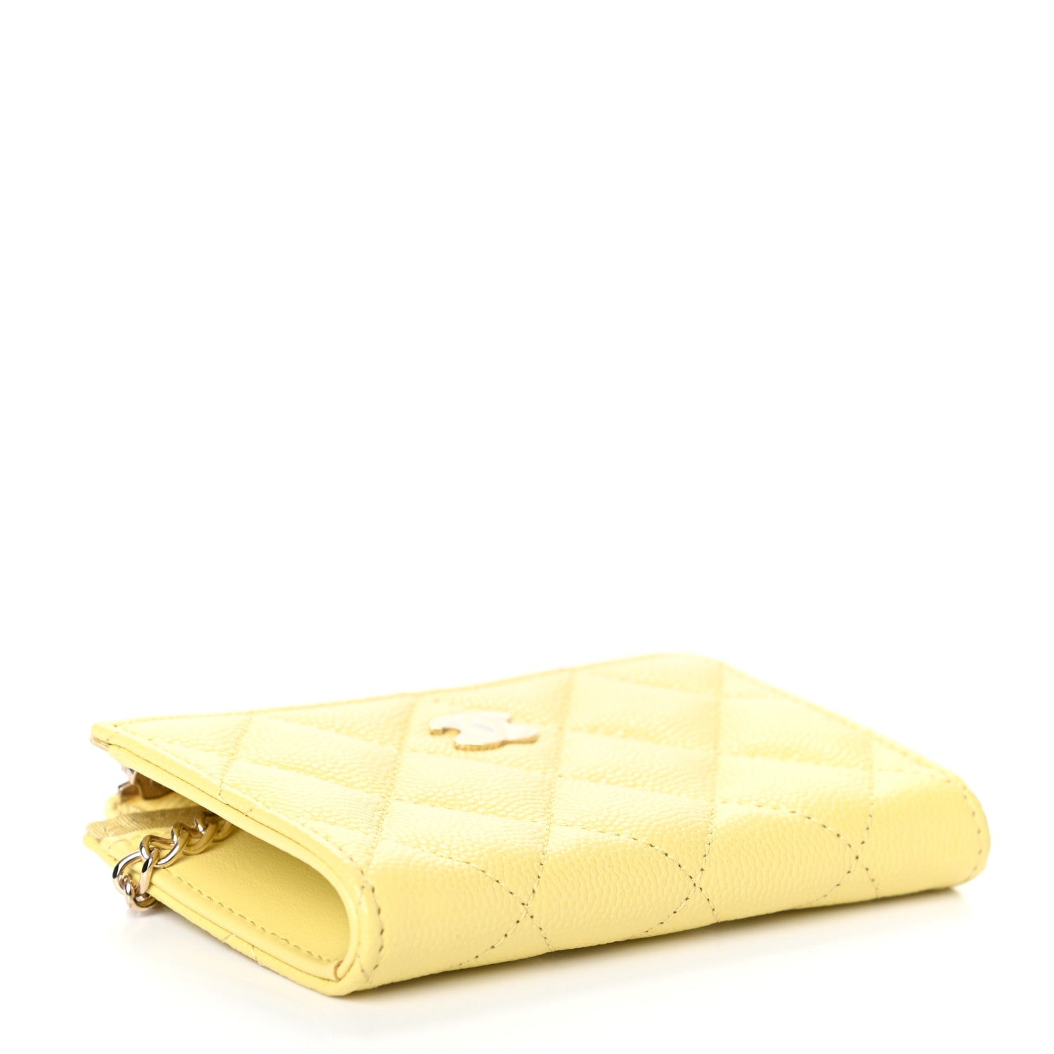 Chanel Caviar Quilted Key Holder Case Yellow 4 of 7