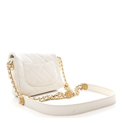 Chanel Caviar Quilted Mini Twist Your Buttons Flap White 3 of 11