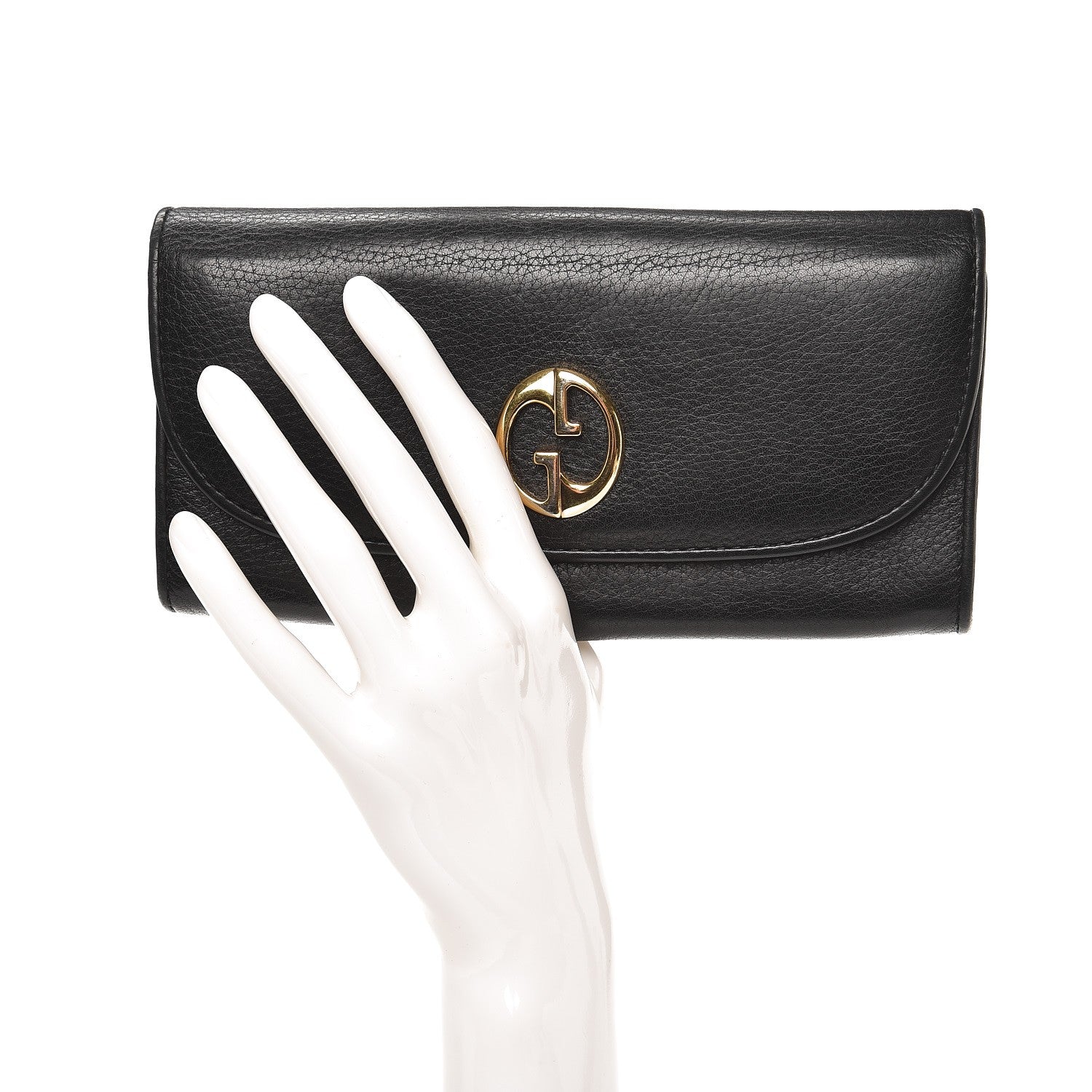 Gucci Calfskin 1973 Continental Clutch Wallet Black 2 of 8