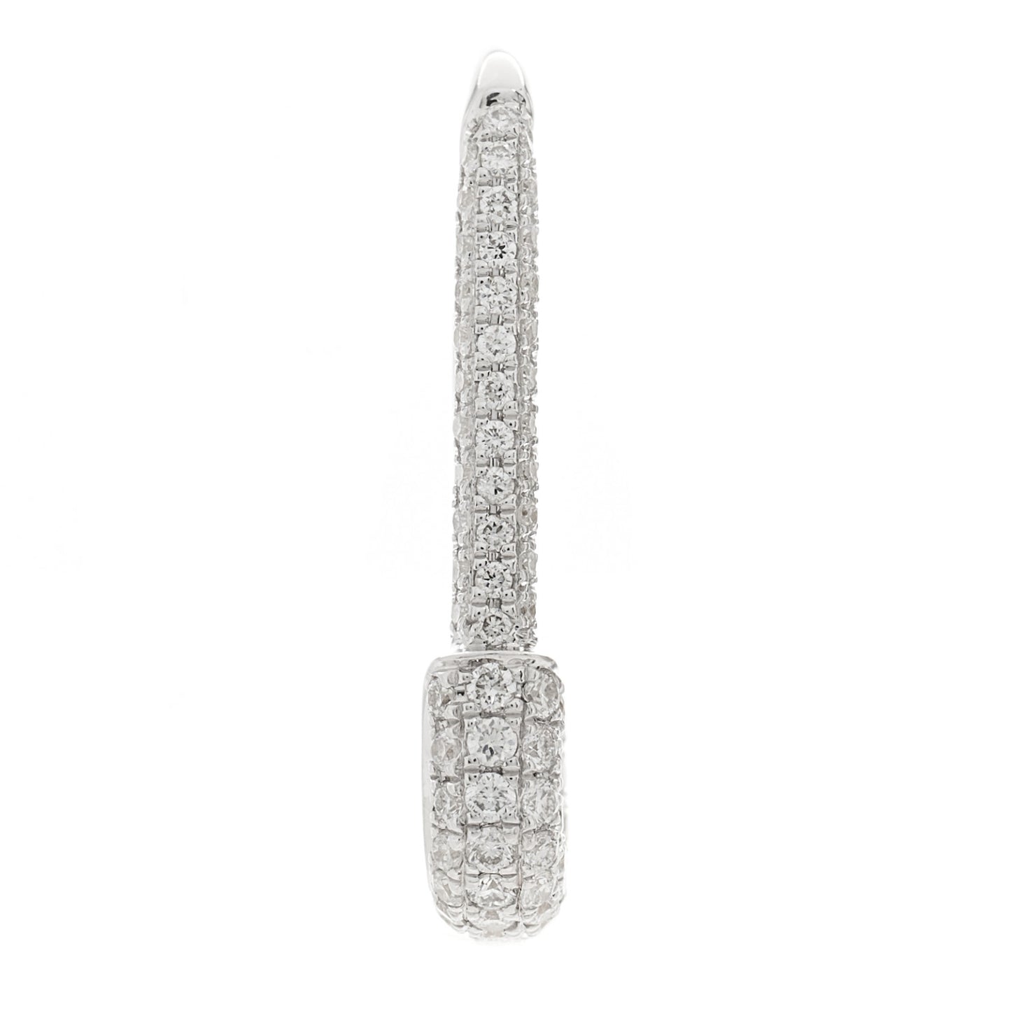 18K White Gold Diamond Mini Safety Pin Earring