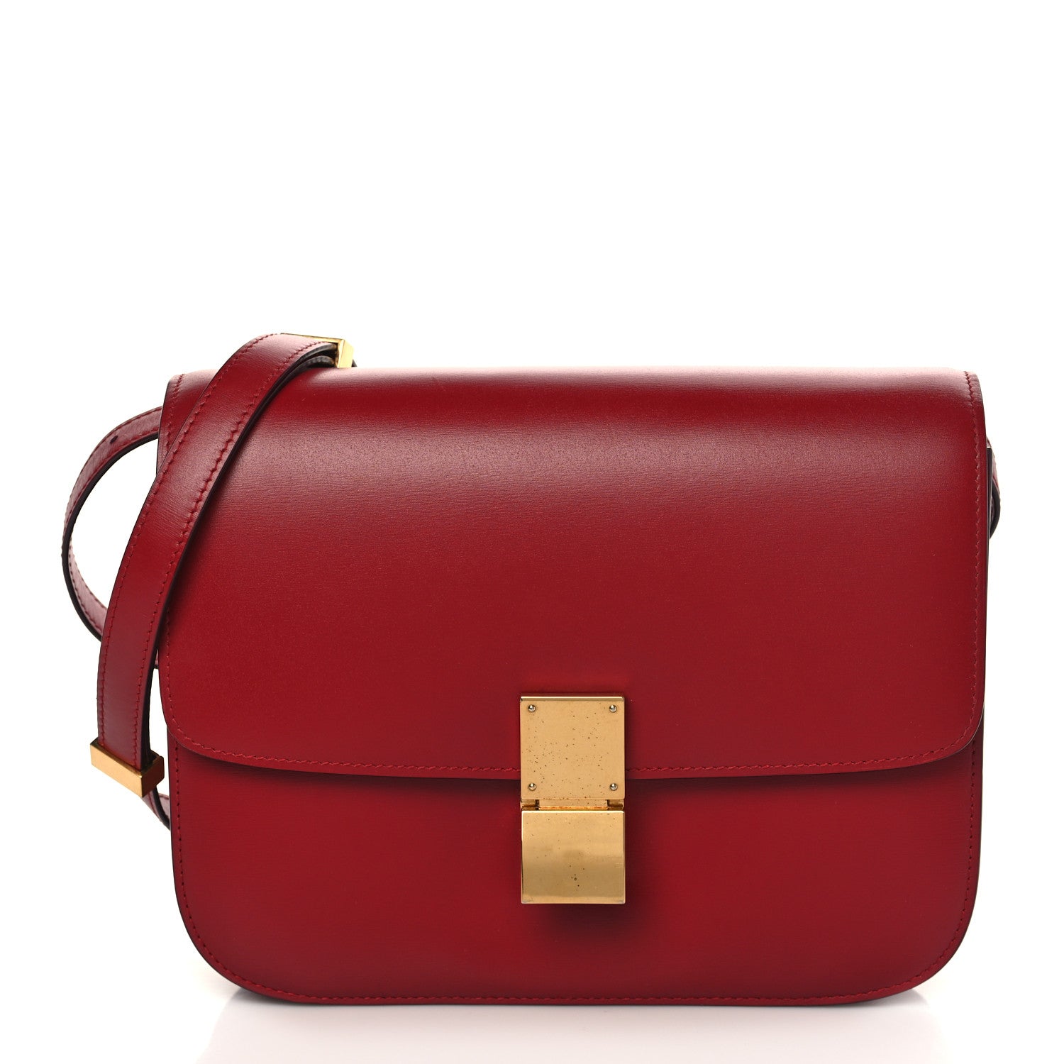 Celine Box Calfskin Medium Classic Box Flap Bag Red 1 of 8