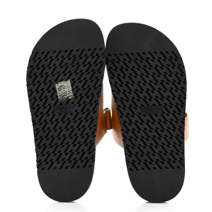 Hermes Calfskin Womens Chypre Sandals 36.5 Naturel 5 of 10