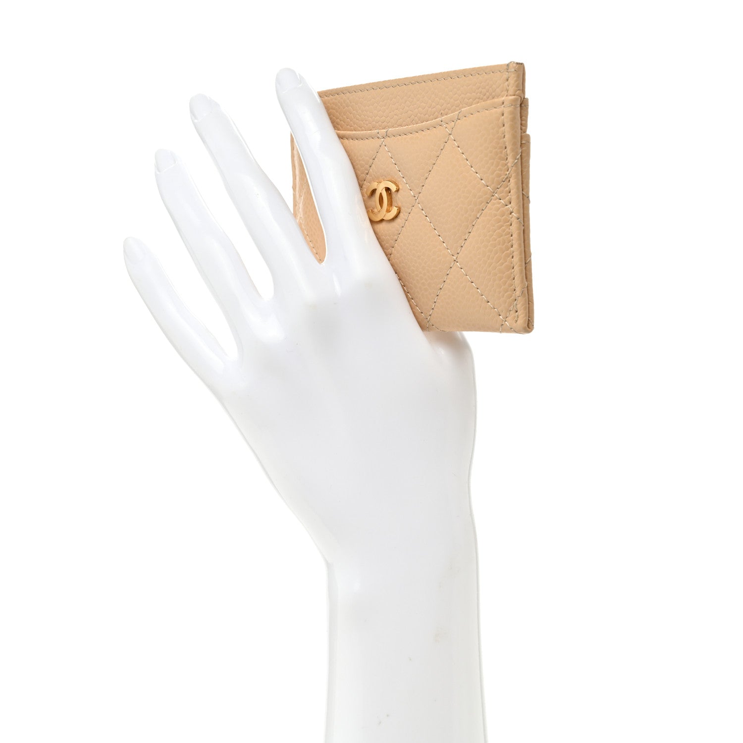 Chanel Caviar Quilted Card Holder Beige 2 of 9
