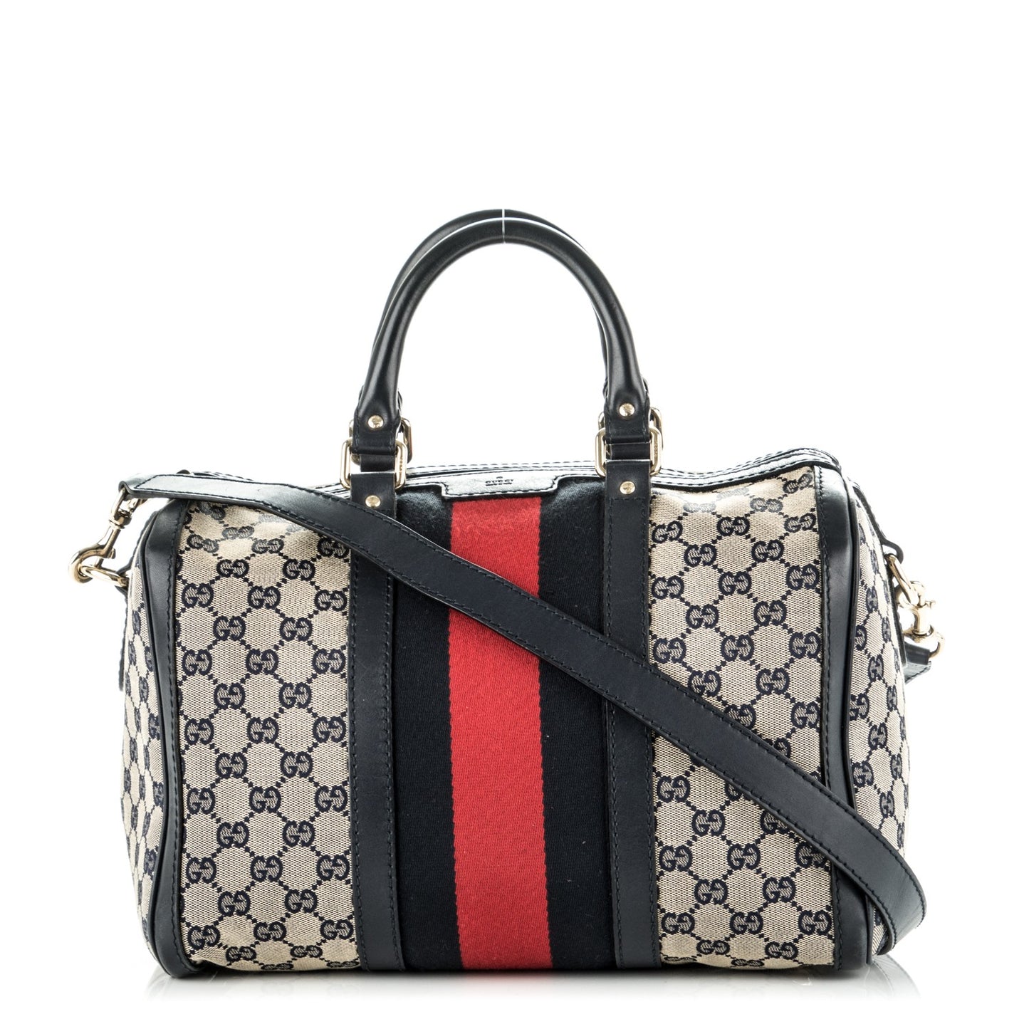 Monogram Selleria Calfskin Vintage Web Medium Boston Beige Blue