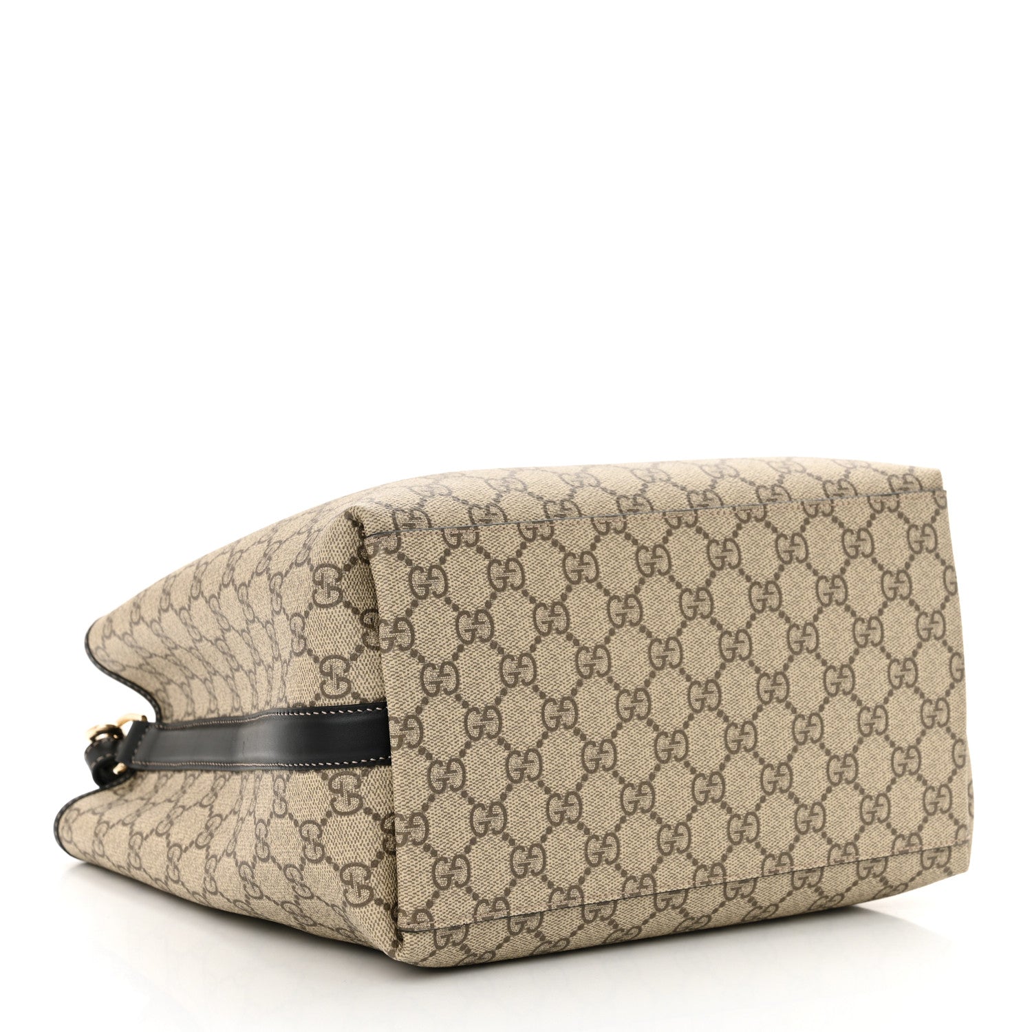 Gucci GG Supreme Monogram Medium Emblem Bucket Bag Beige Dark Brown Black 4 of 10