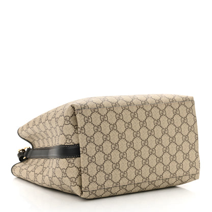 Gucci GG Supreme Monogram Medium Emblem Bucket Bag Beige Dark Brown Black 4 of 10