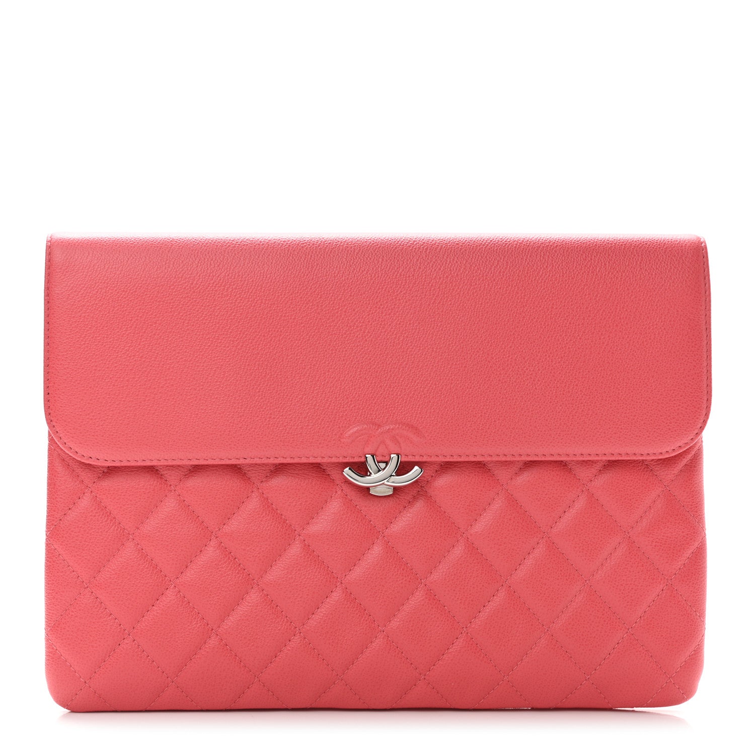 Chanel Grained Calfskin Quilted CC Box Pouch Red 1 of 8