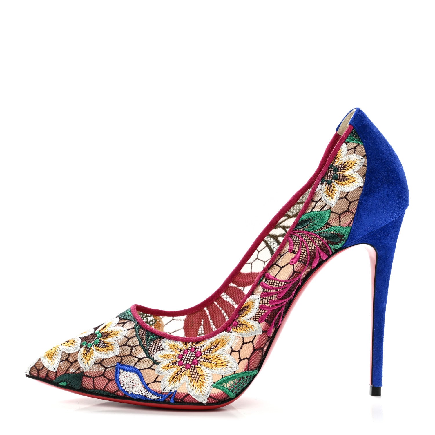 Christian Louboutin Lace Veau Velours Florale Follies 100 Pumps 39 Multicolor 1 of 7