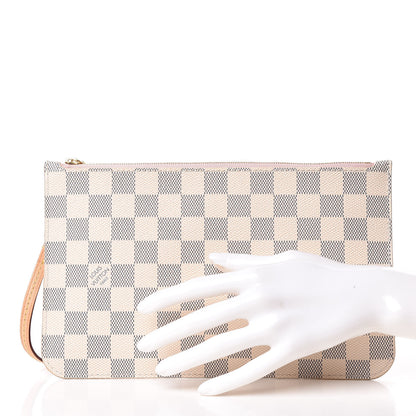 Louis Vuitton Damier Azur Neverfull MM GM Pochette Rose Ballerine 2 of 8