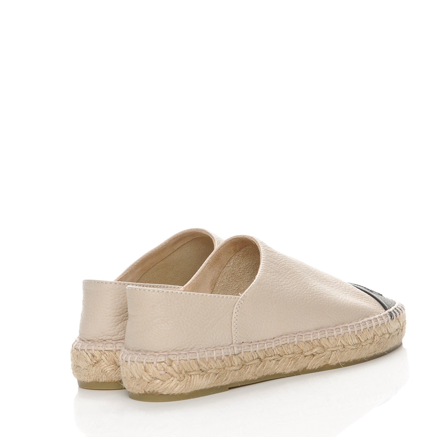 Chanel Grained Calfskin CC Espadrilles 35 Beige Black 4 of 9