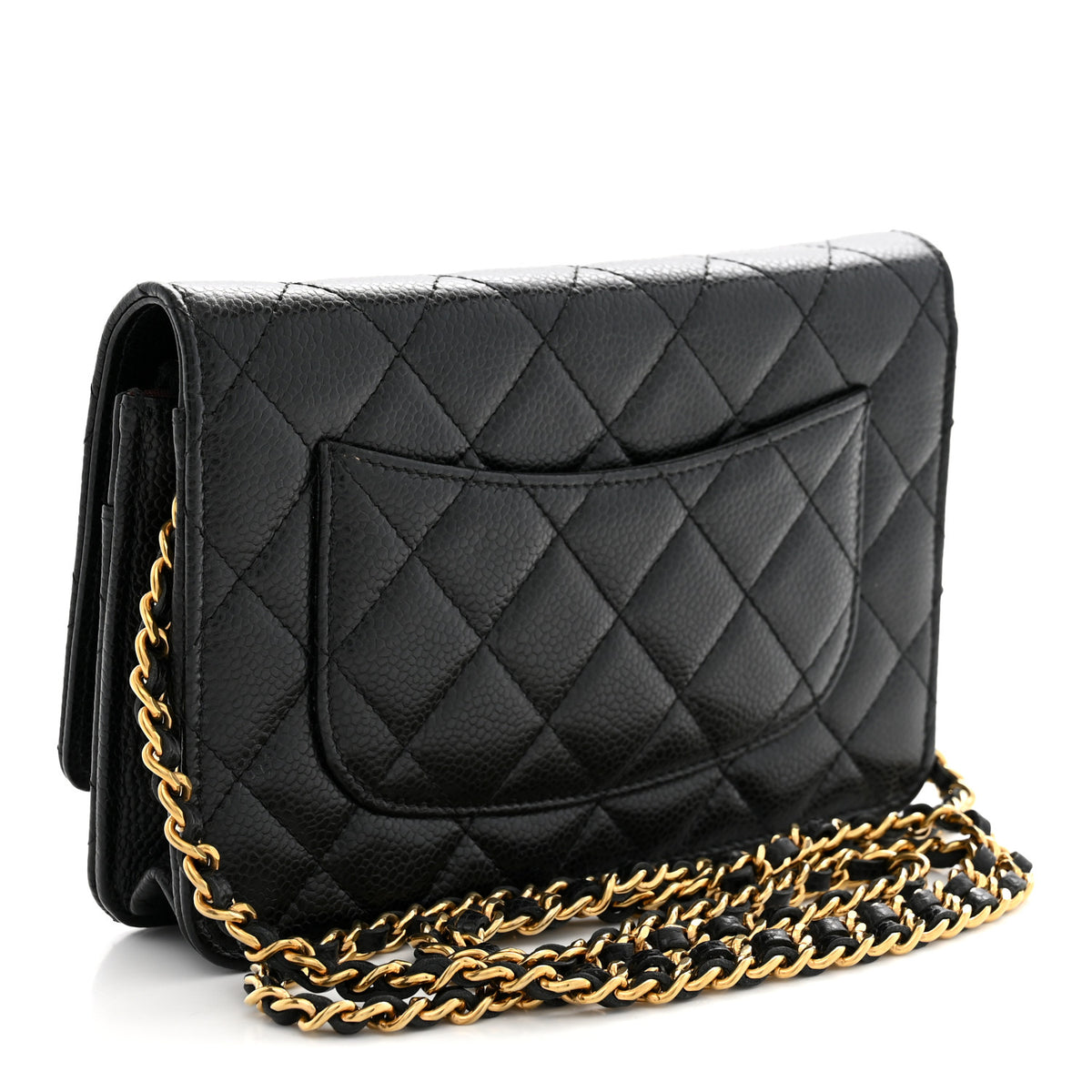 Caviar Quilted Wallet on Chain WOC Black