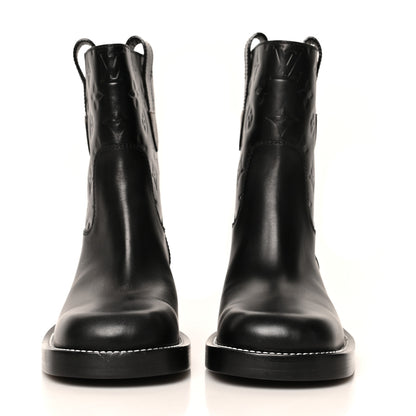 Louis Vuitton Calfskin Monogram Downtown Ankle Boots 38 Black 2 of 9
