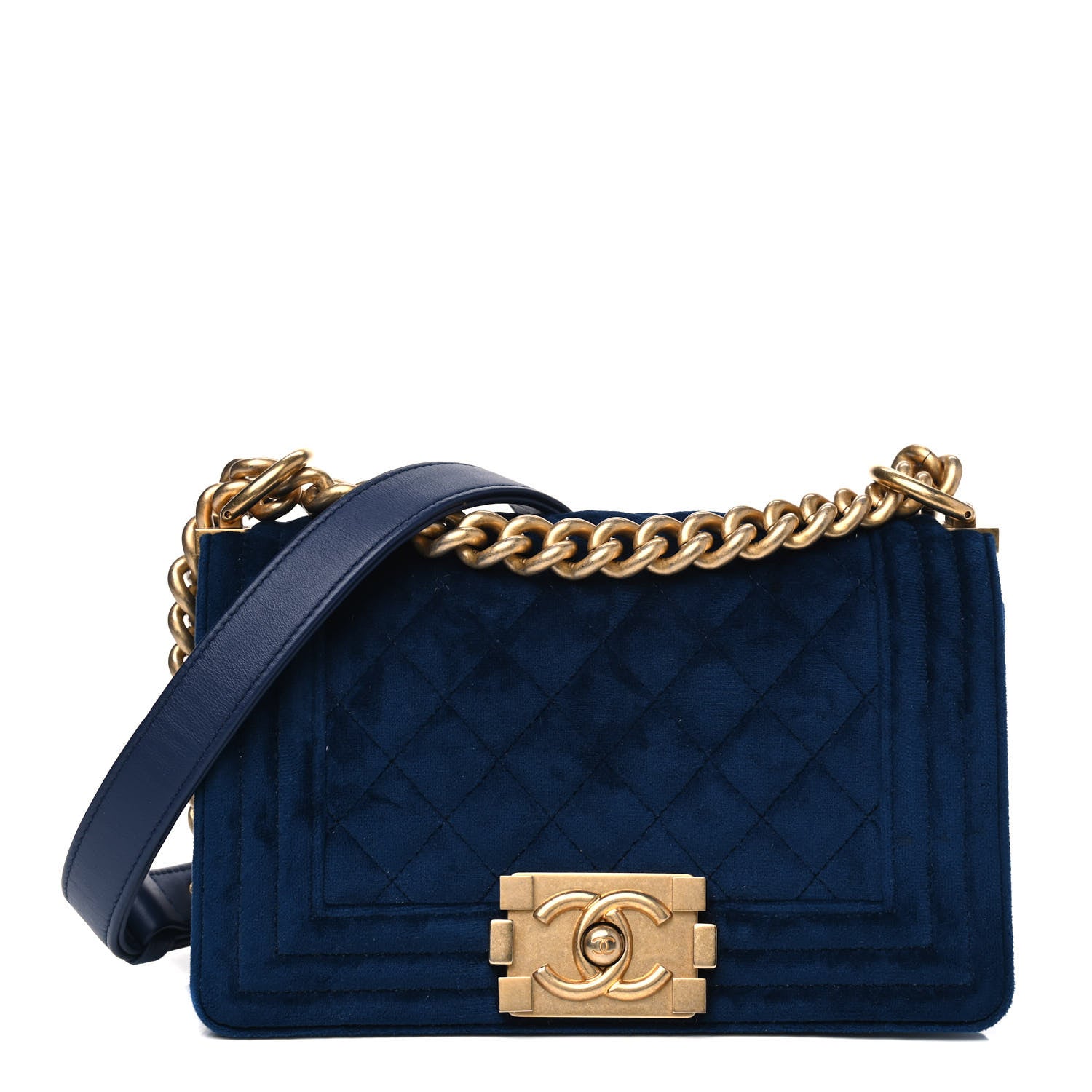 Chanel Velvet Quilted Small Boy Flap Blue 1 of 4