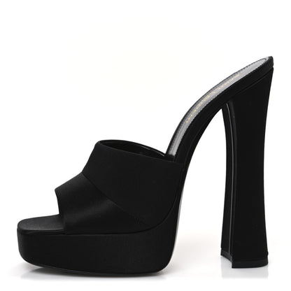 Saint Laurent Crepe Satin Boogie 110 Mule Sandals 39 Black 1 of 11