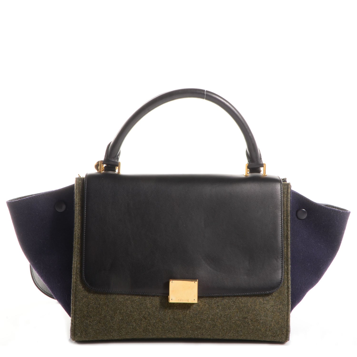 Celine Felt Leather Small Tri-Color Trapeze Grey Blue Black 1 of 10