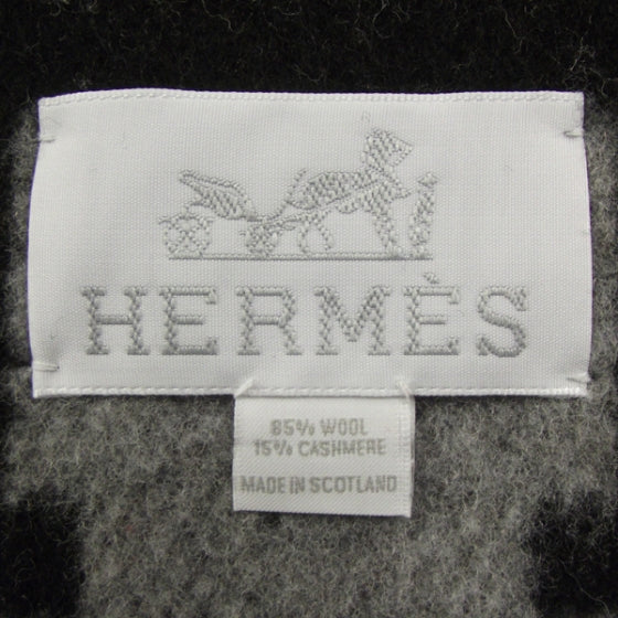 Hermes Wool Cashmere Avalon III Blanket Ecru Black 2 of 4