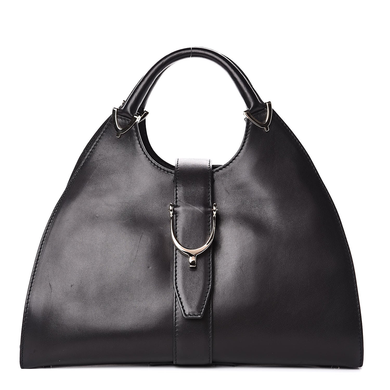 Gucci Calfskin Medium Stirrup Top Handle Bag Black 1 of 12