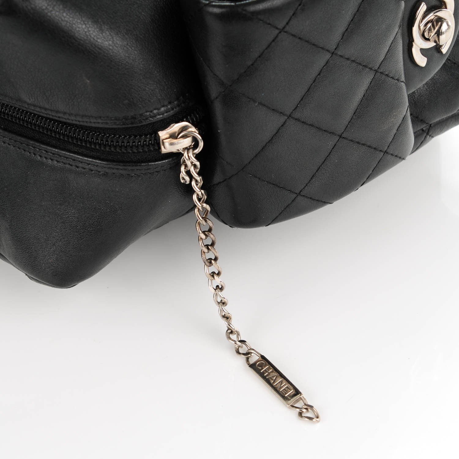 Chanel Calfskin Quilted Large Cambon Multipocket Reporter Black White 5 of 9