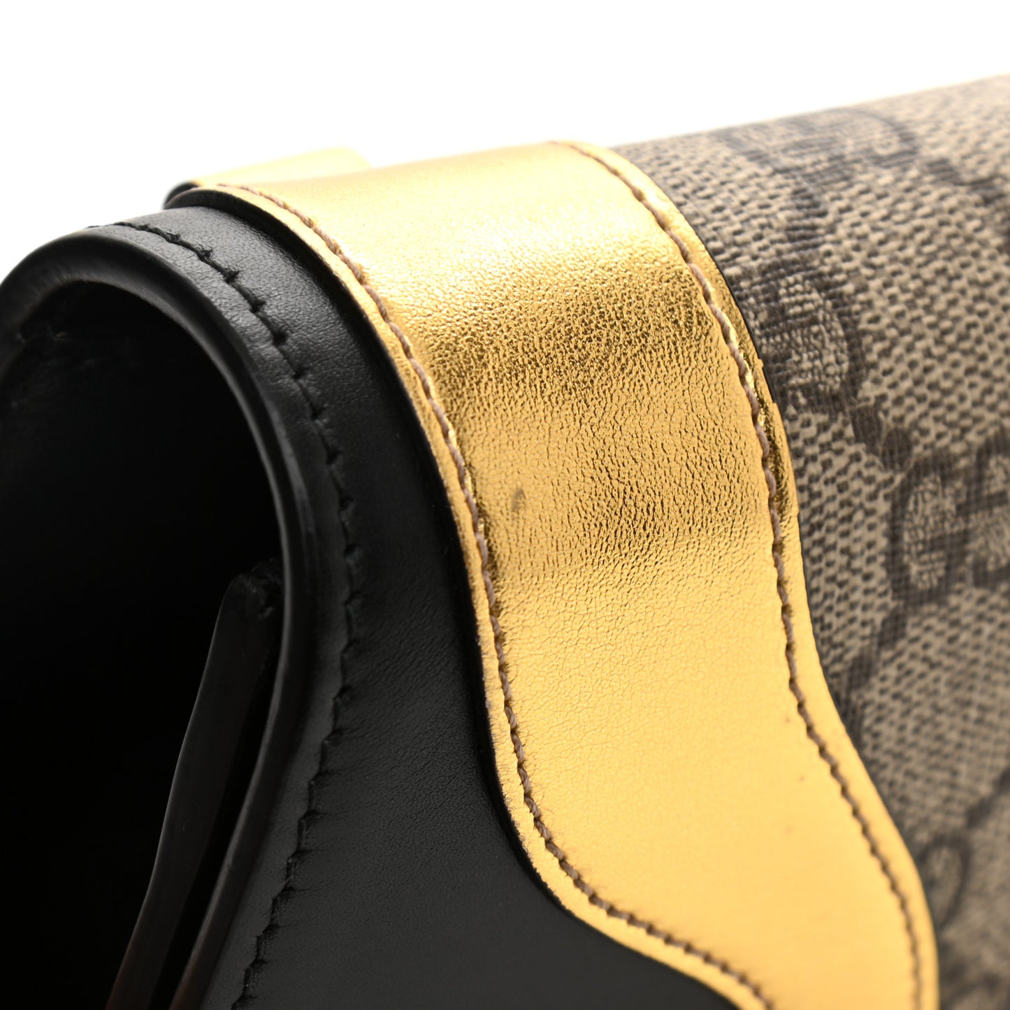 GG Supreme Monogram Small Osiride Shoulder Bag Black Gold