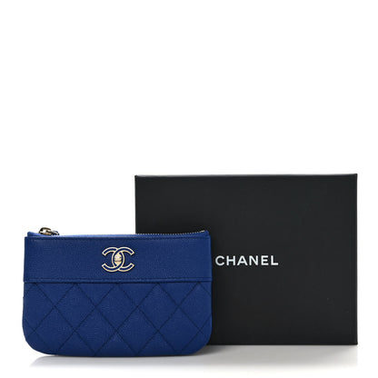 Chanel Caviar Quilted Small Vintage Mademoiselle Cosmetic Case Dark Blue 7 of 7