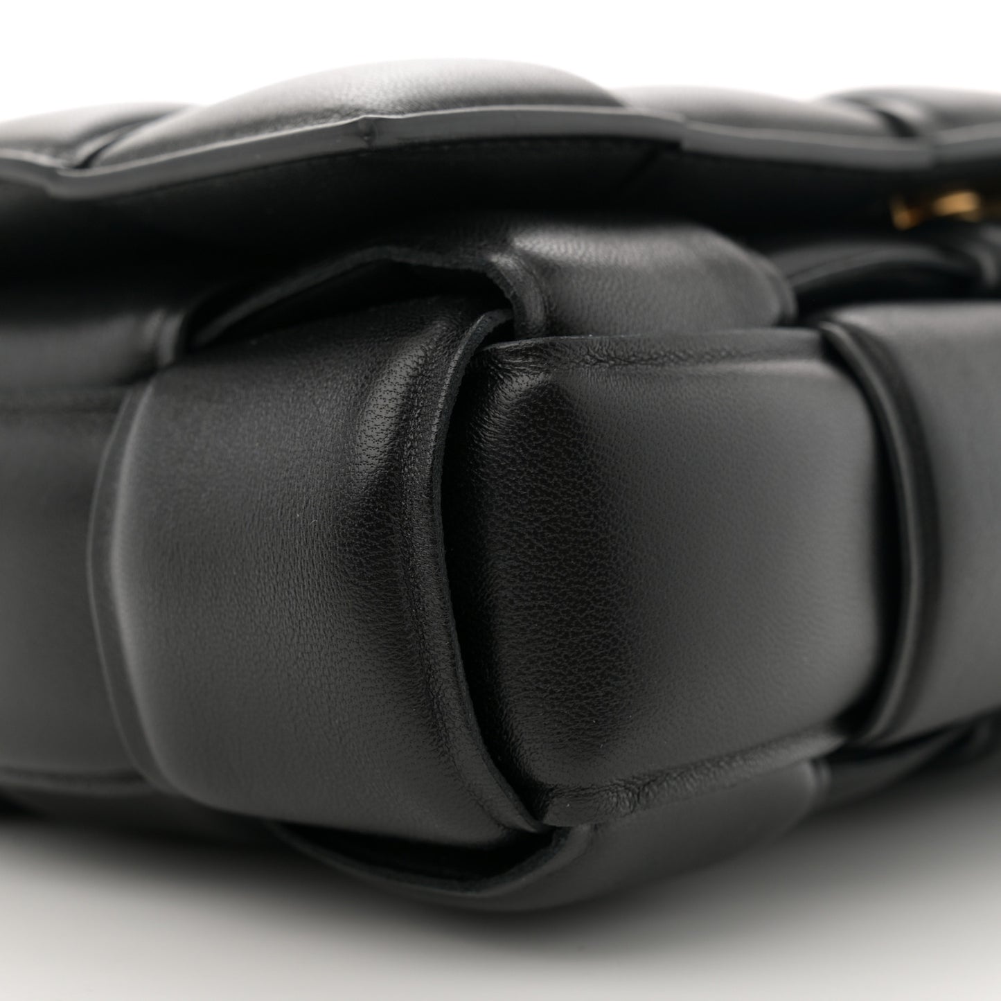 Lambskin Maxi Intreccio Padded Chain Cassette Crossbody Bag Black