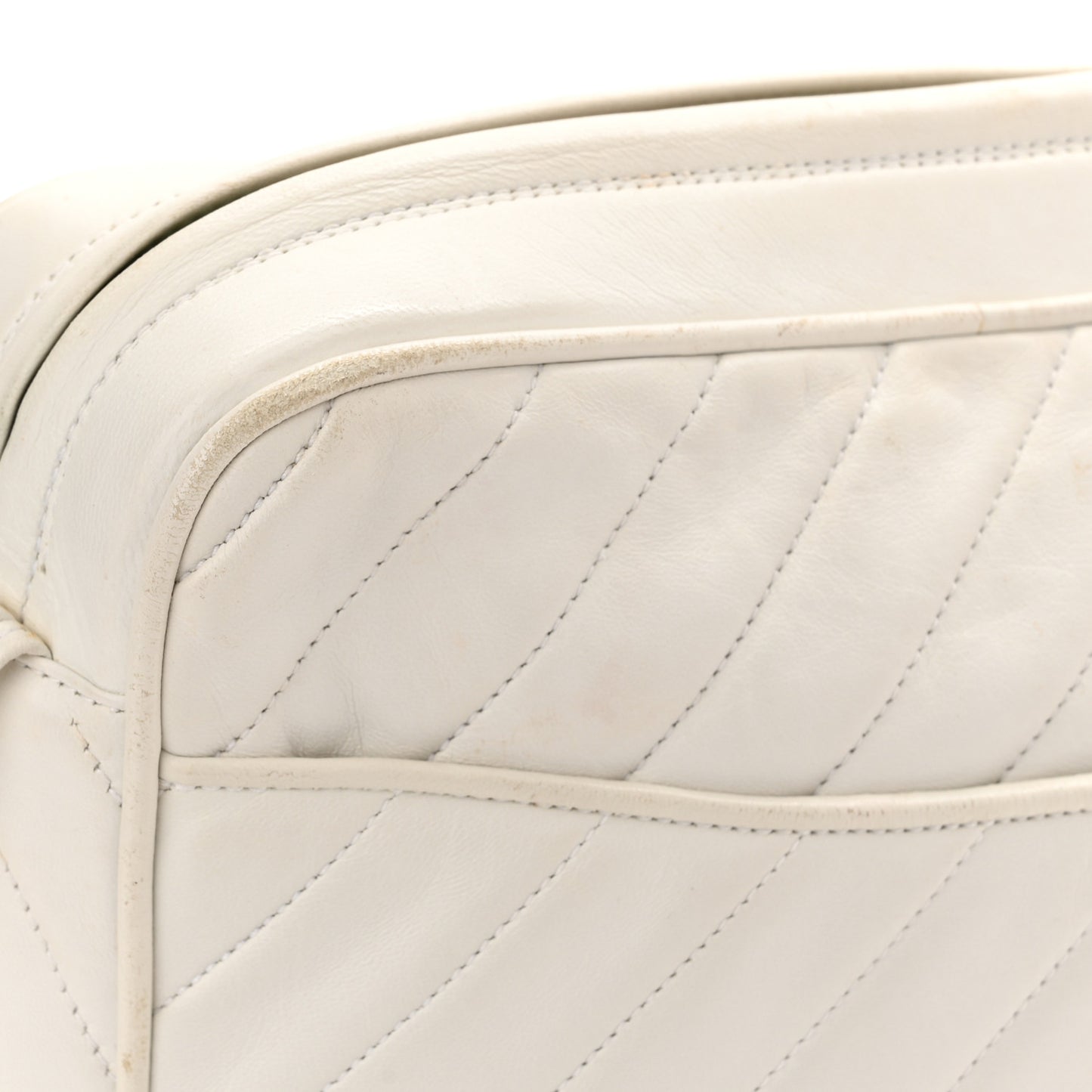 Lambskin Quilted CC Tassel Camera Case White