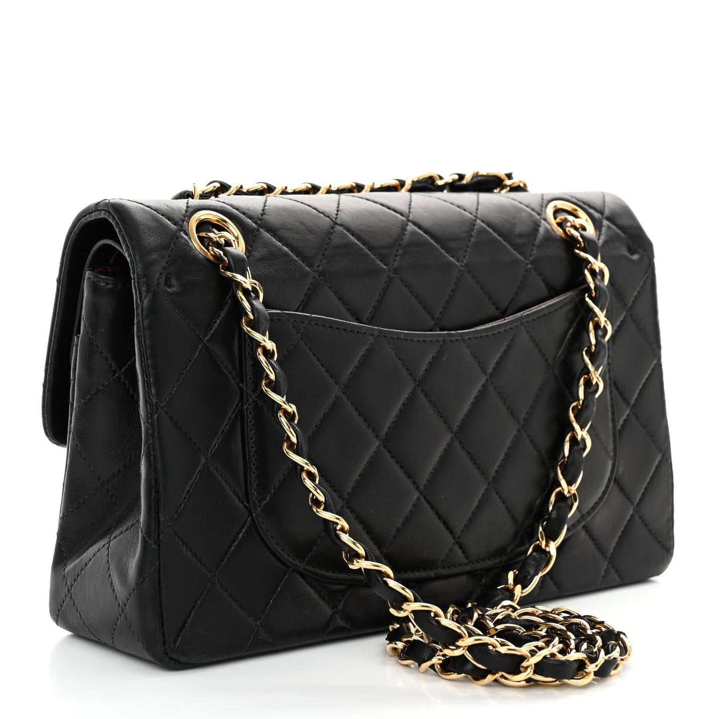 Lambskin Quilted Small Double Flap Black