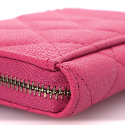 Chanel Caviar Quilted CC Zip Around Card Holder Pink 9 of 9