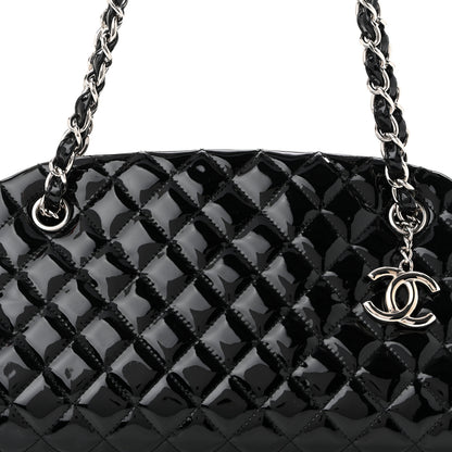 Chanel Patent Quilted Medium Just Mademoiselle Bowling Bag Black 7 of 10