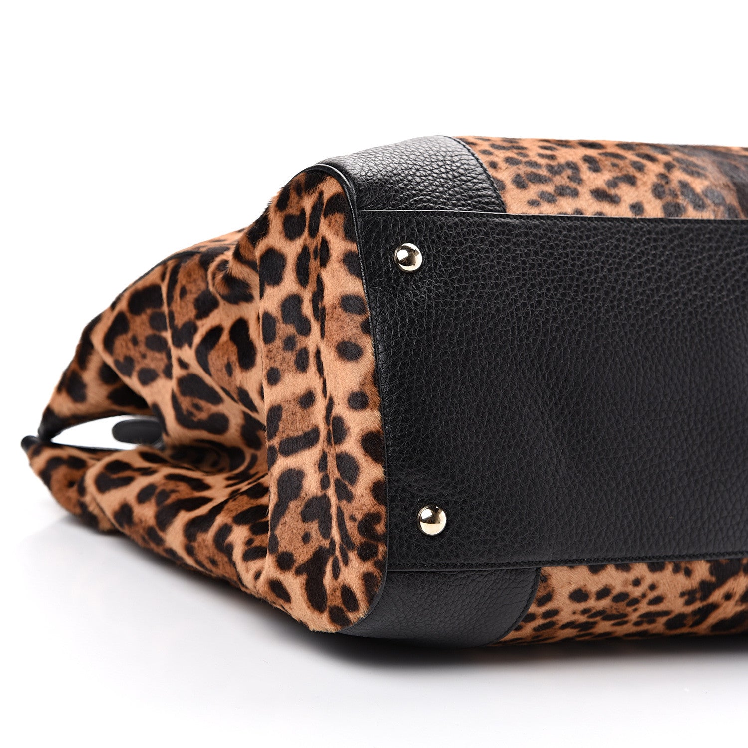 Gucci Calf Hair Leopard Print Large Bamboo Shopper Tote Black 8 of 11