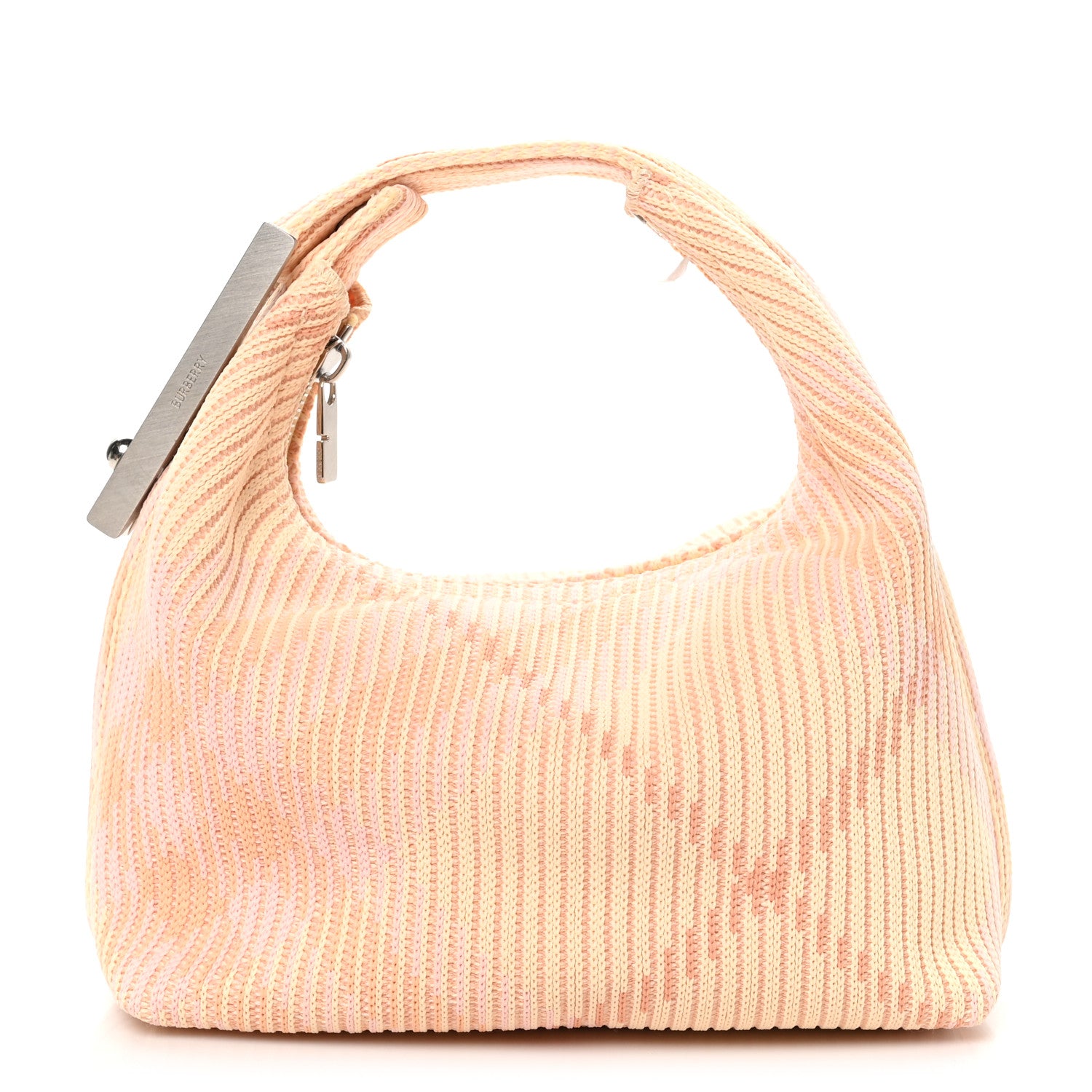 Burberry Canvas Knitted Check Mini Peg Duffle Bag Sherbert 1 of 10