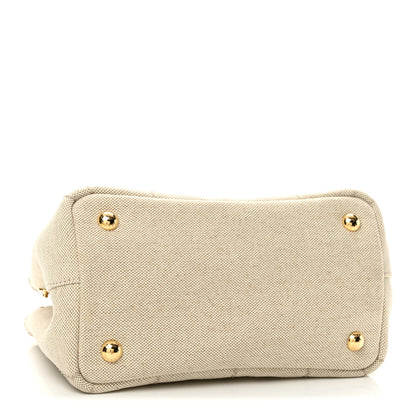 Prada Canvas Mistolino Ricamo Small Logo Tote Naturale 4 of 10