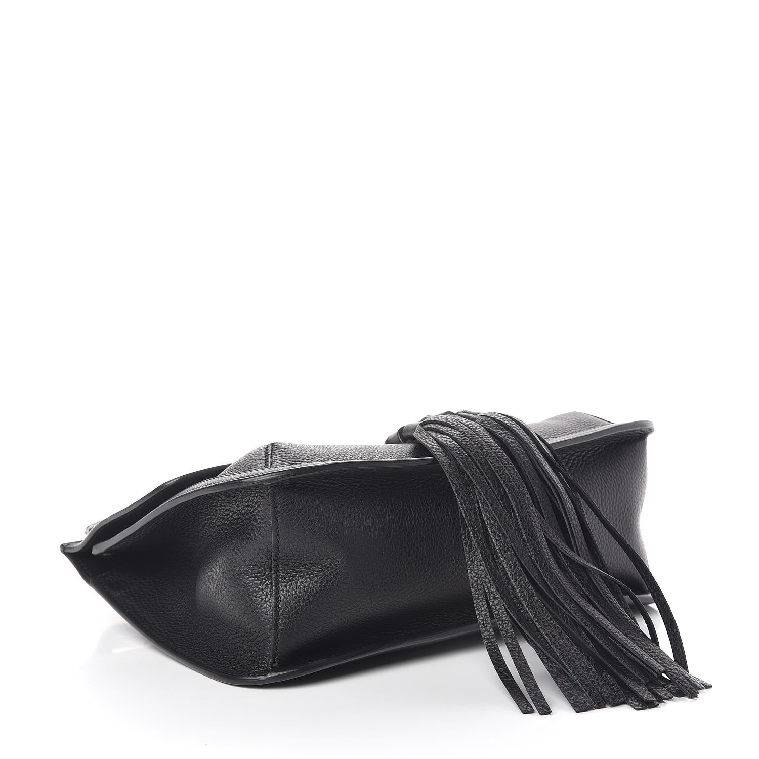 Gucci Pebbled Calfskin Medium Bamboo Daily Flap Shoulder Bag Black 4 of 10