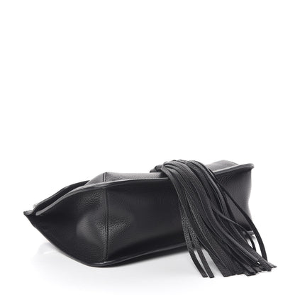 Gucci Pebbled Calfskin Medium Bamboo Daily Flap Shoulder Bag Black 4 of 10